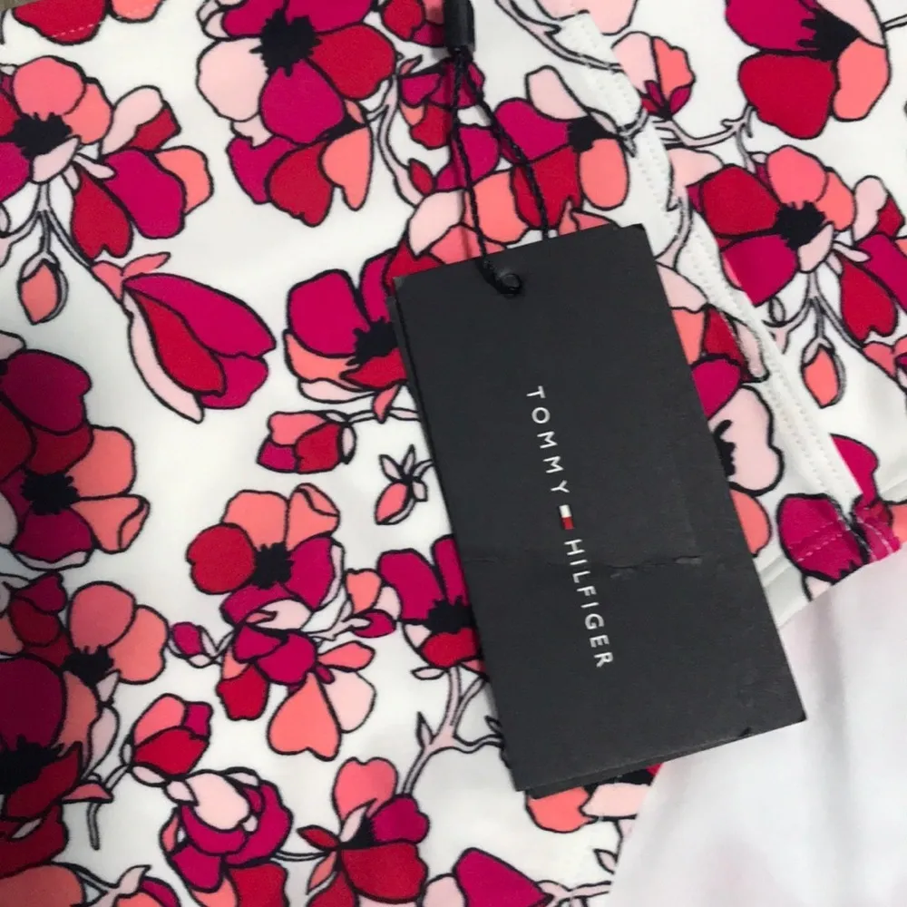 Tommy Hilfiger High Waisted Floral Pink Red White Swim Bikini Bottom Magenta - Image 3