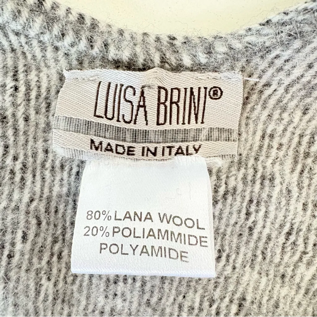 Luisa Brini Womens One Size Fits All Wool Poncho Wrap Sweater Gray Made In Italy - Image 5