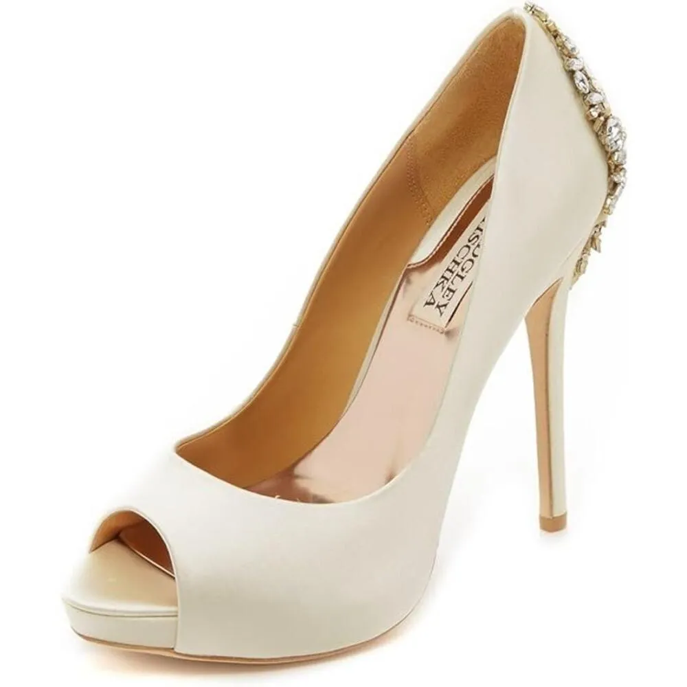 BADGLEY MISCHKA Kiara Embellished Peep-toe Pump size 7.5 - Image 2