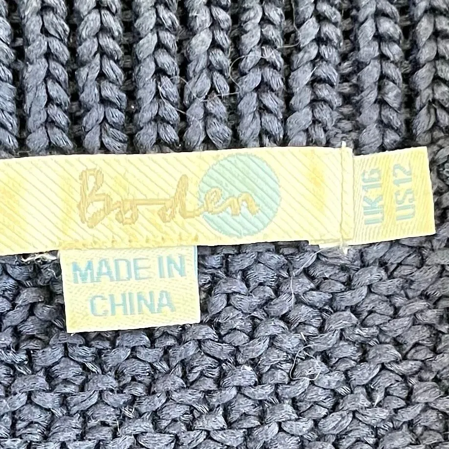 Boden Navy Textured Knit Collar Three Front Buttons Cardigan 12 Blue - Image 7