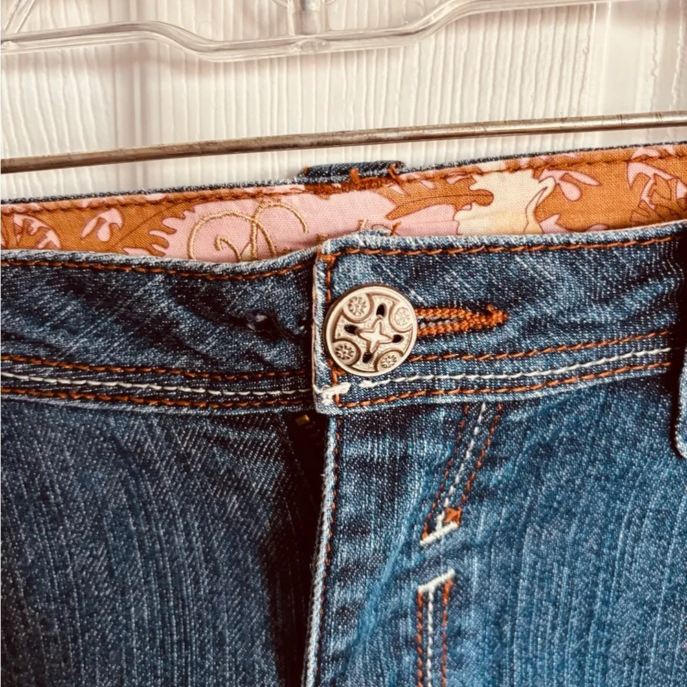 Blue Denim Skirt with Brown Stitching Size 12 - Image 3