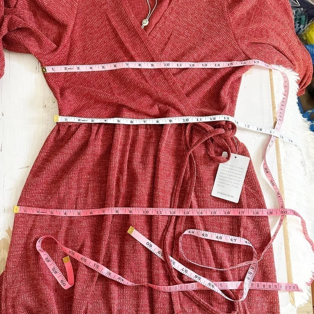 Max Studio Surplice Balloon Sleeve Faux Wrap Midi Dress Size Medium - Image 8