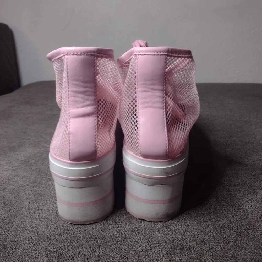 Dolls Kill  PINK ELEVATION MESH PLATFORM SNEAKERS Y.R.U. - Image 2