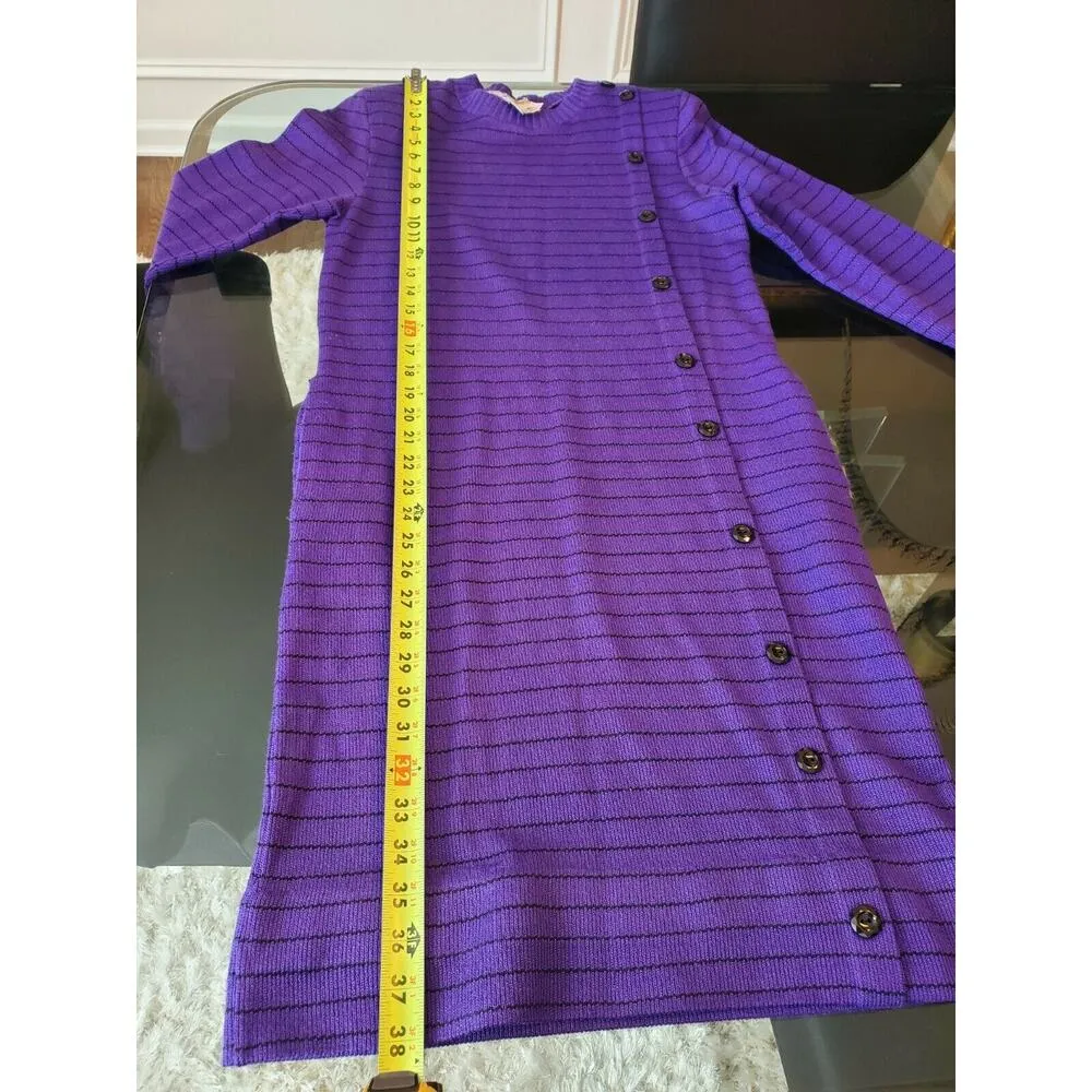Vintage John Henry Purple & Black Round Neck Long Sleeve Knee Length Dress Size undefined - Image 10