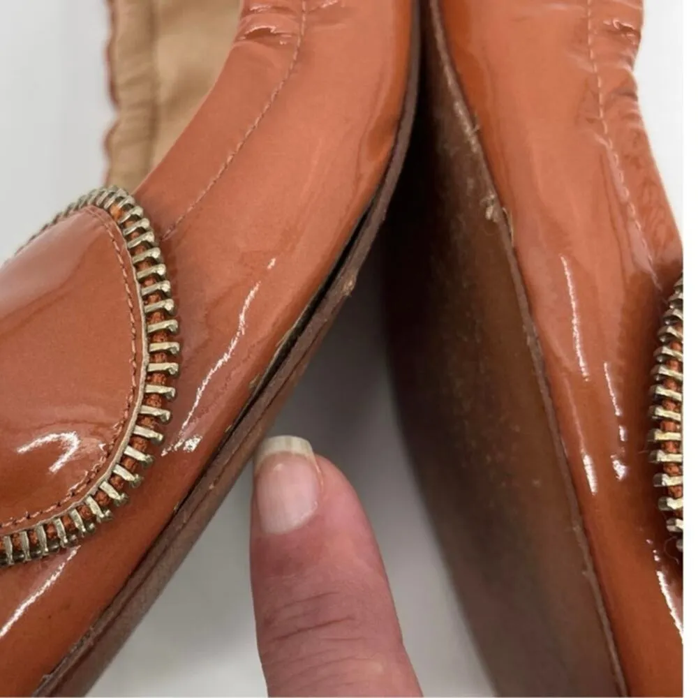 See by Chloe Y2K Pattent Leather Ballet Flats Sz 6.5 Bow Zipper Glam Coquette - Image 7