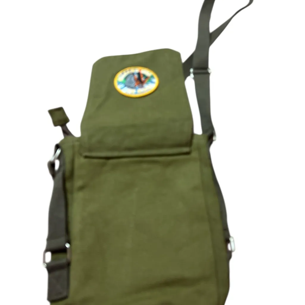 Olive Green Canvas Messenger Bag with big foot patch - Image 4