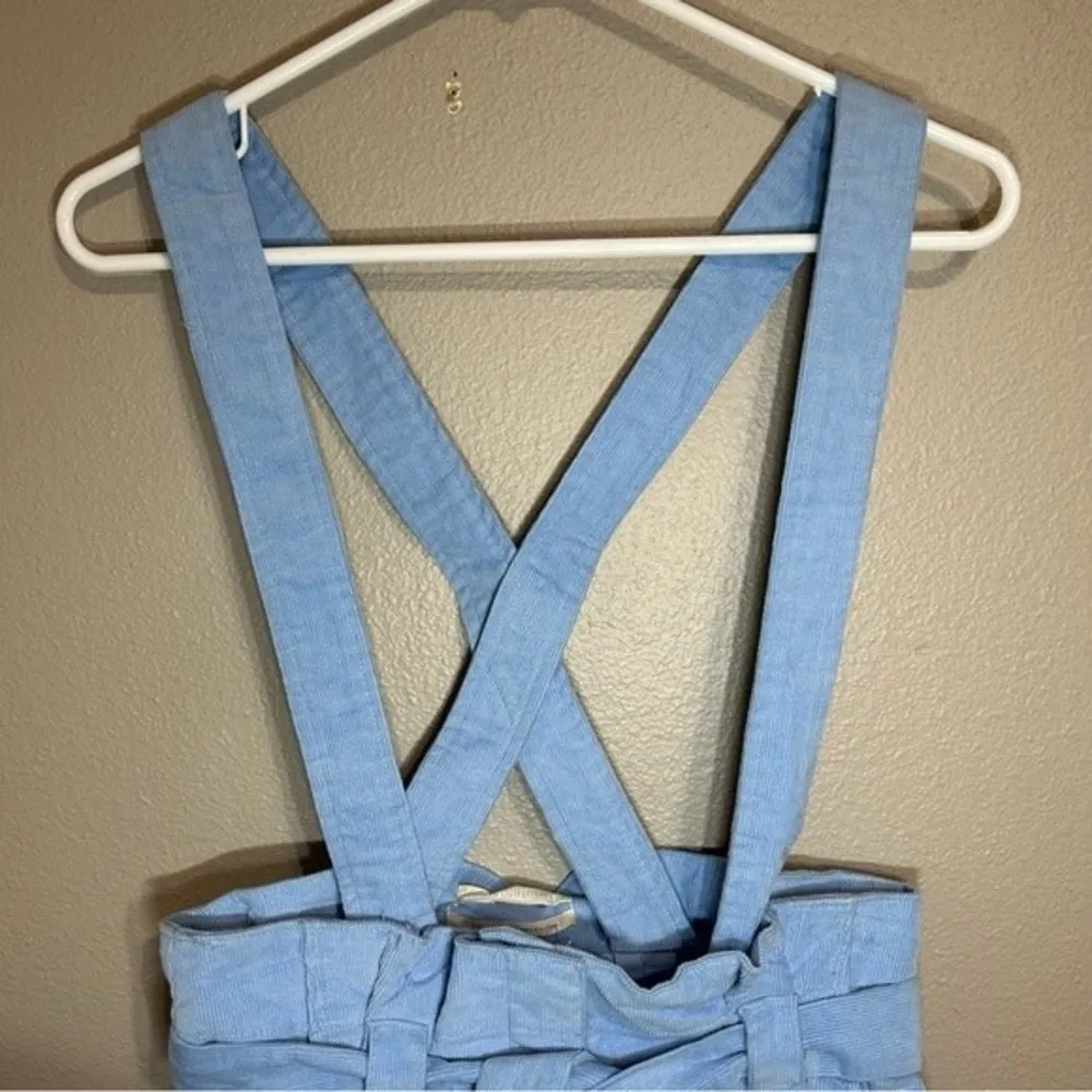 NEW Urban Outfitters baby blue corduroy overall tie front skirt size small - Image 3