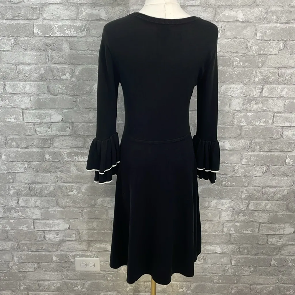 Vince Camuto Black Long Sleeve Sweater Dress with Ruffle Cuffs - Image 4