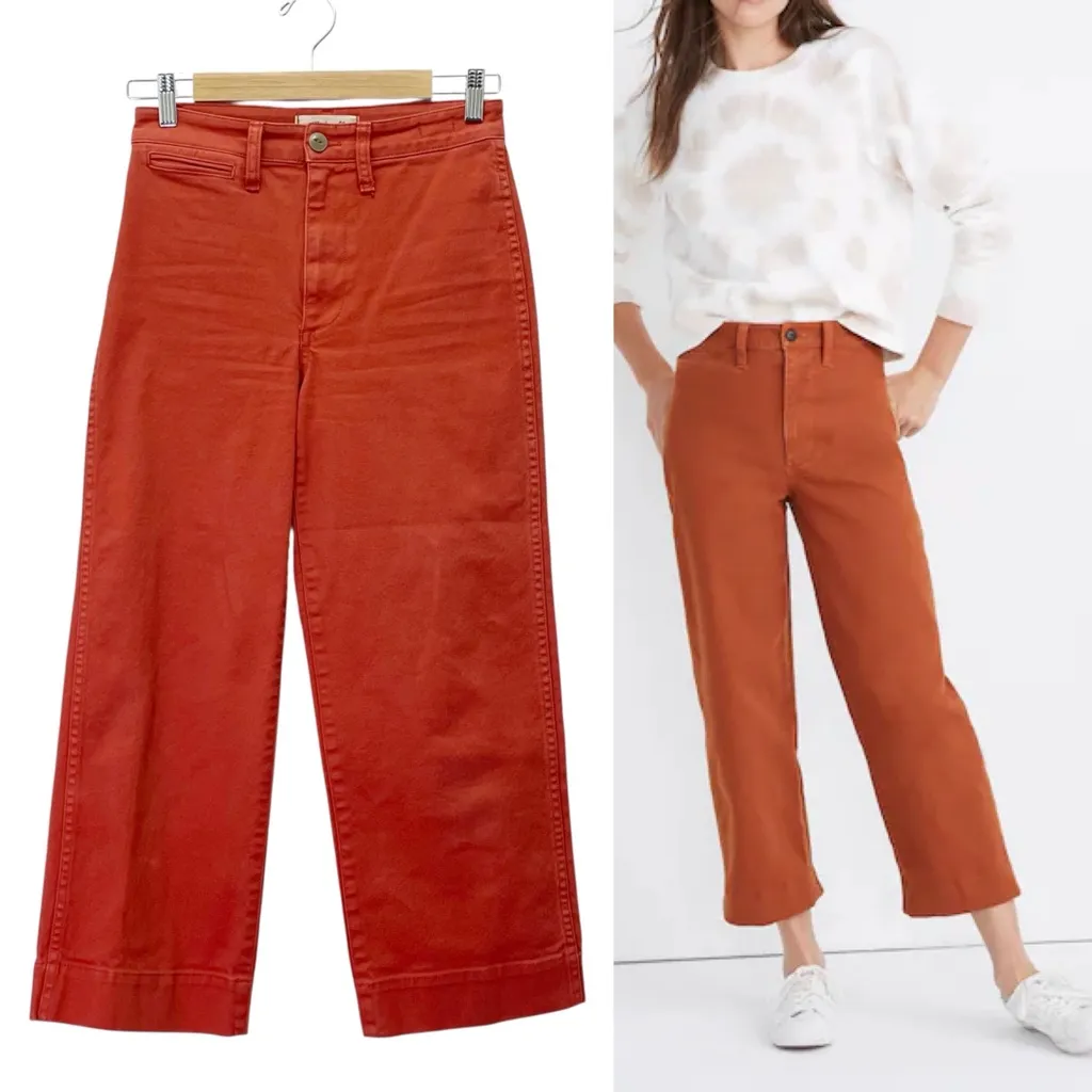 Madewell Slim Emmett Wide Leg Crop Pants Warm Nutmeg Rust Cotton Size 24 | 00 - Image 2