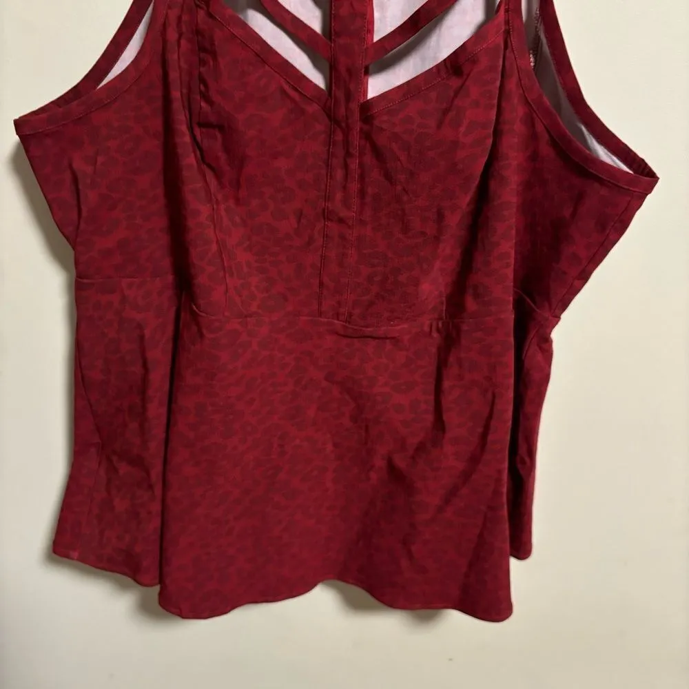 NWT Torrid Leopard Bengaline High Neck Cage Front Peplum Top-  Size 3X (22-24) - Image 4