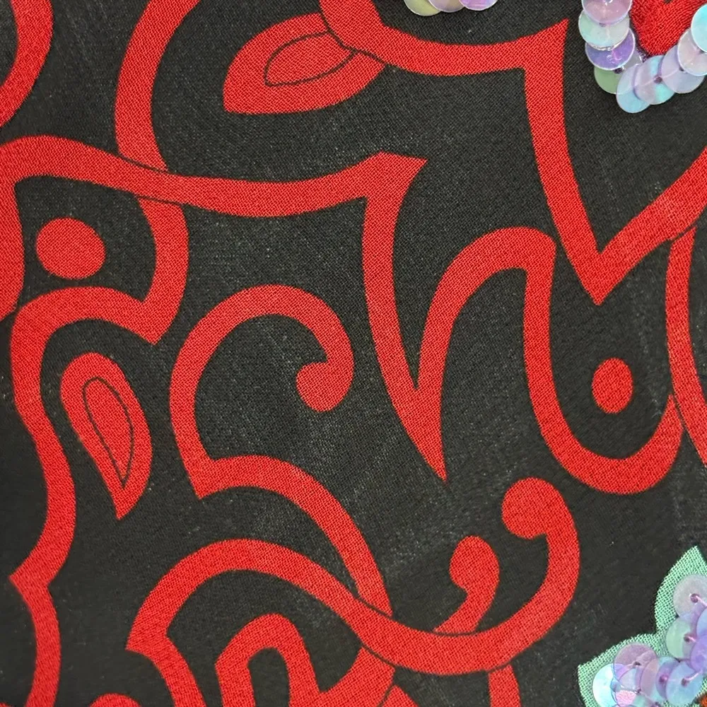 Nicole miller vintage Y2K 90s boho artsy floral sheer Embellished skirt sz 0 25 - Image 15