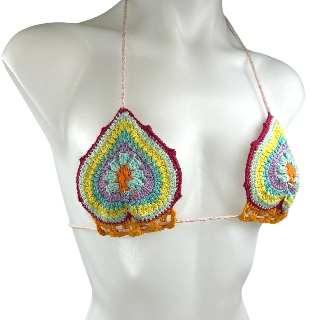 Andi Baqus Women's Multicolor Crochet Tassel Two-Piece Swimsuit Swimwear Sz S/M - Image 3