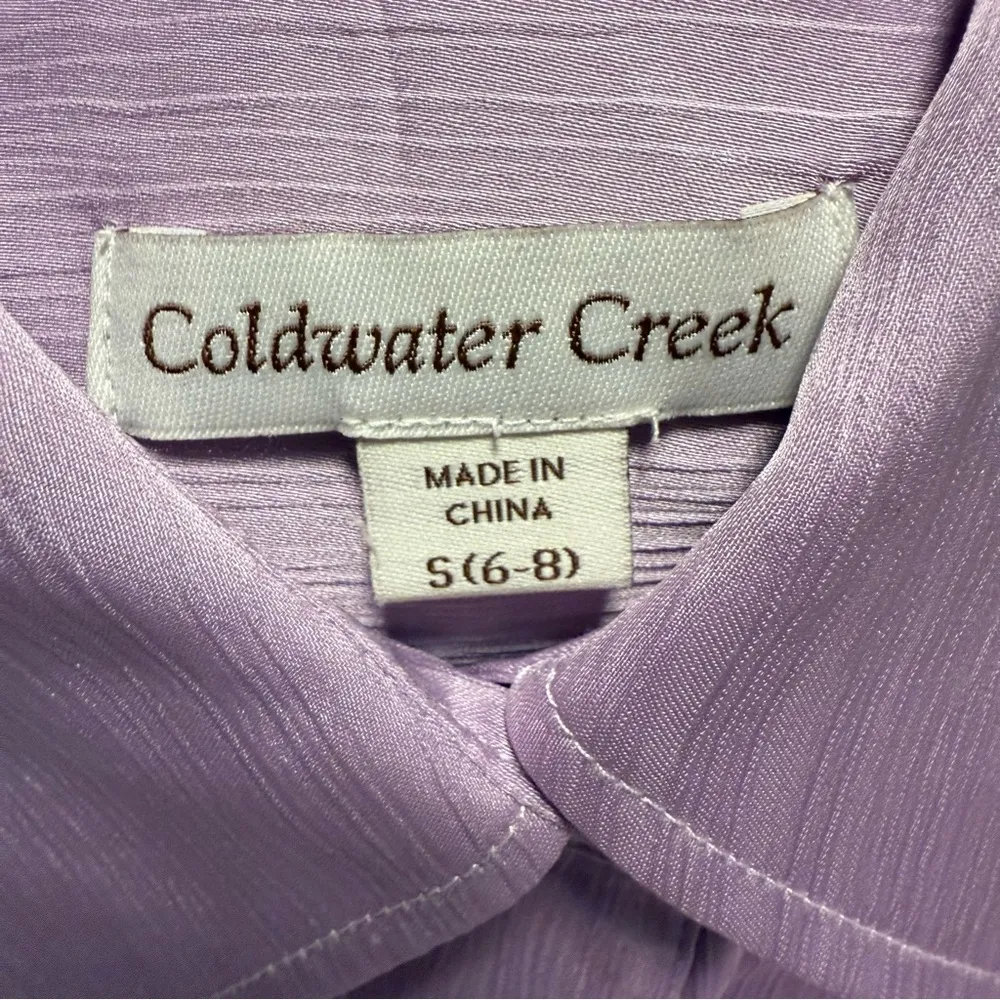 Coldwater Creek Long Sleeve Button Up Roll Tab Shirt Lavender Size Small - Image 6