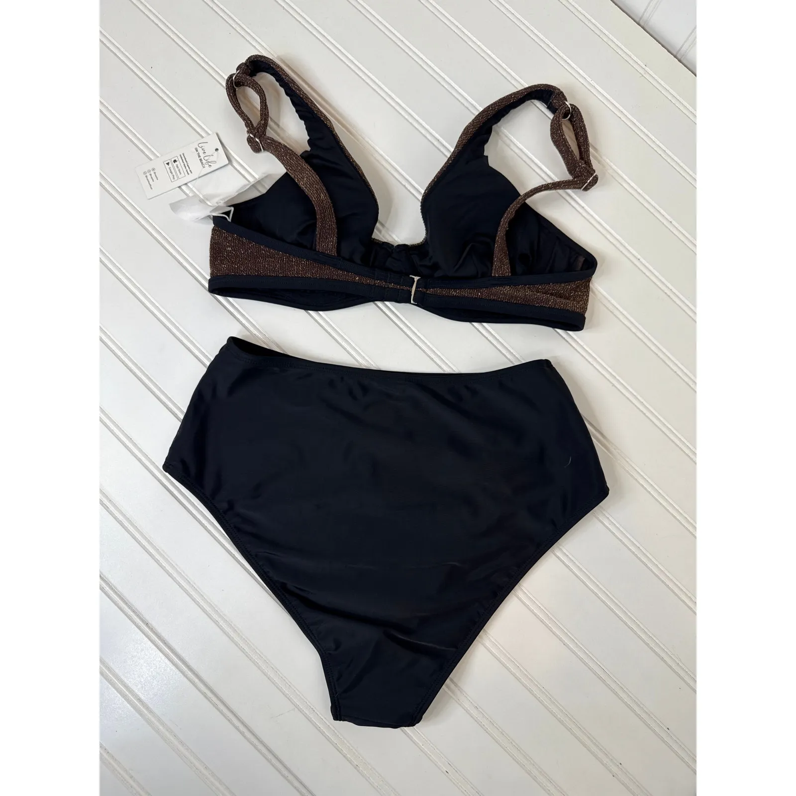 NWT Cupshe Underwired 2 Piece Bathing Suit & Tassel Tie Cover-Up Romper Bundle M - Image 5