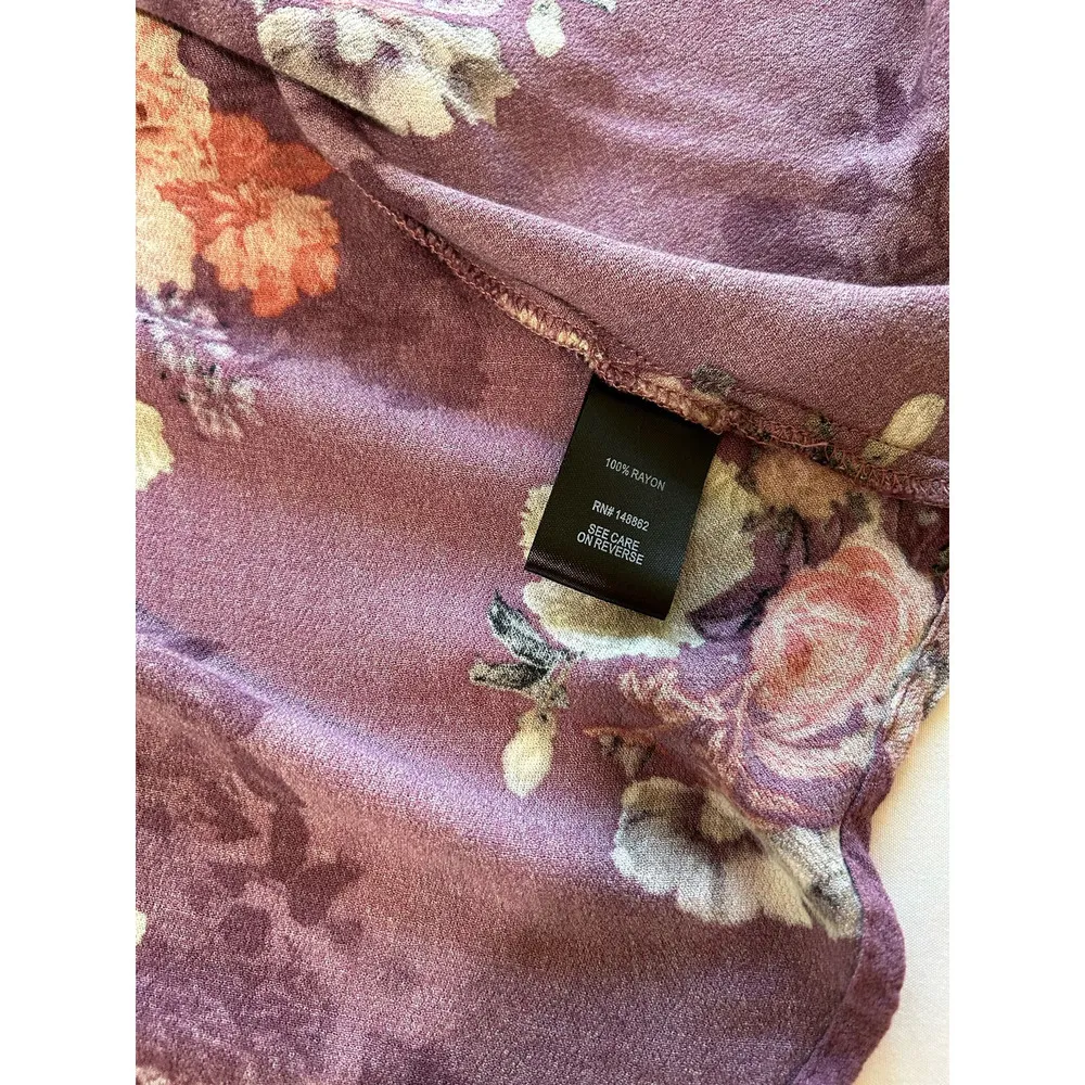 Torrid Crepe Shirttail Kimono Purple Floral Size 1X 2X Long Sleeve Summer - Image 10