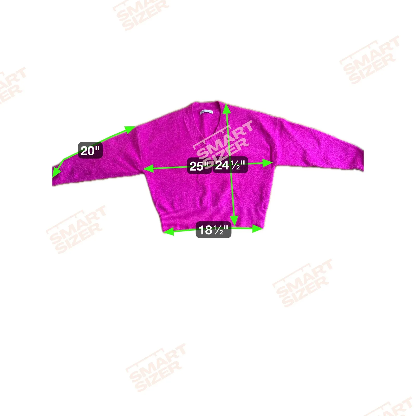 ZARA Bright Pink V Neck Long Sleeve Textured Sweater Medium - Image 6