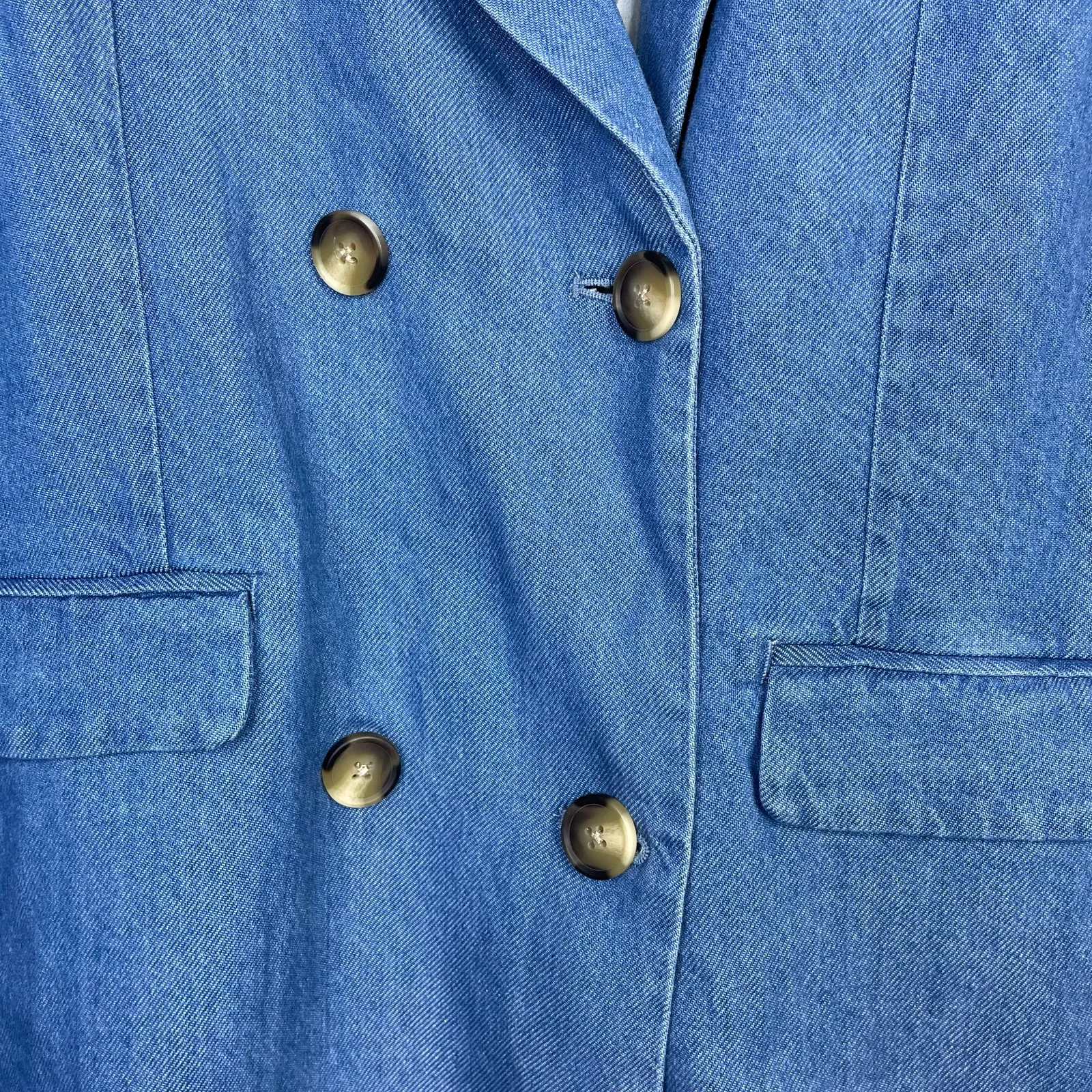 Sundance Catalog Oaklee Blue Denim Lyocell Double Breasted Blazer Jacket XL New - Image 5