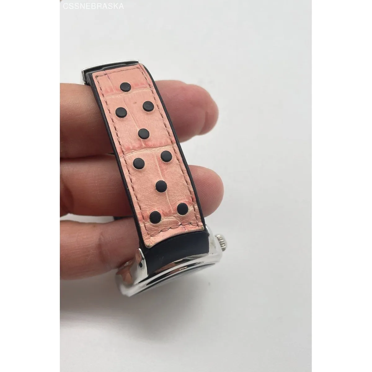 Genuine Officina Del Tempo Pink Women's Watch Leather Black Rubber Band‎ Date - Image 5