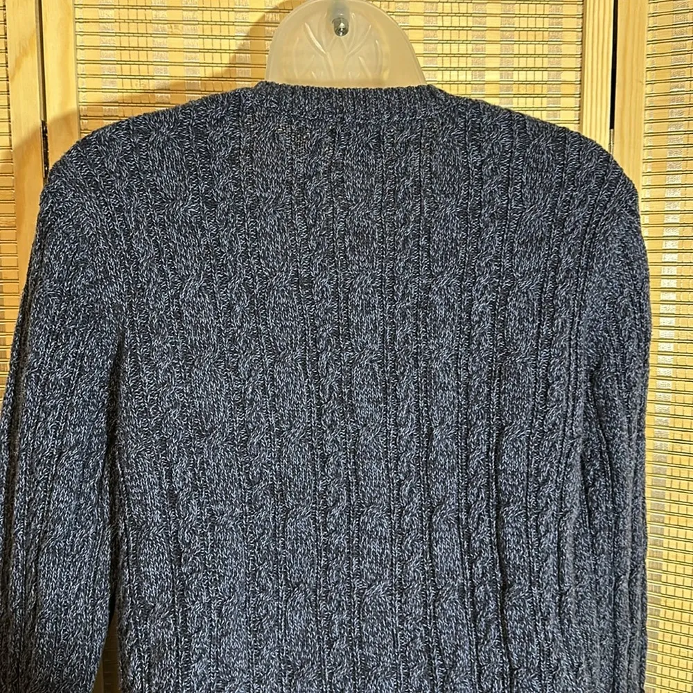 Croft & Barrow Vintage Y2K Marbled Blue Cable Knit Vneck Cotton Sweater Large - Image 12