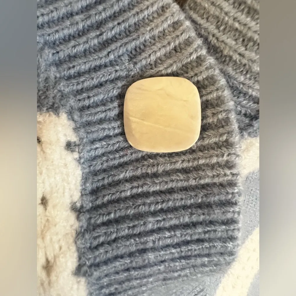 FRNCH Blue & White Open Front Lahlia Cardigan Size M Knitting long sleeves - Image 4