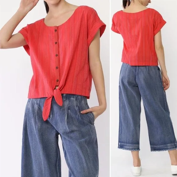 Anthropologie Mo:Vint Dani Shirt Front-Tie Button Up Blouse Small - Image 2