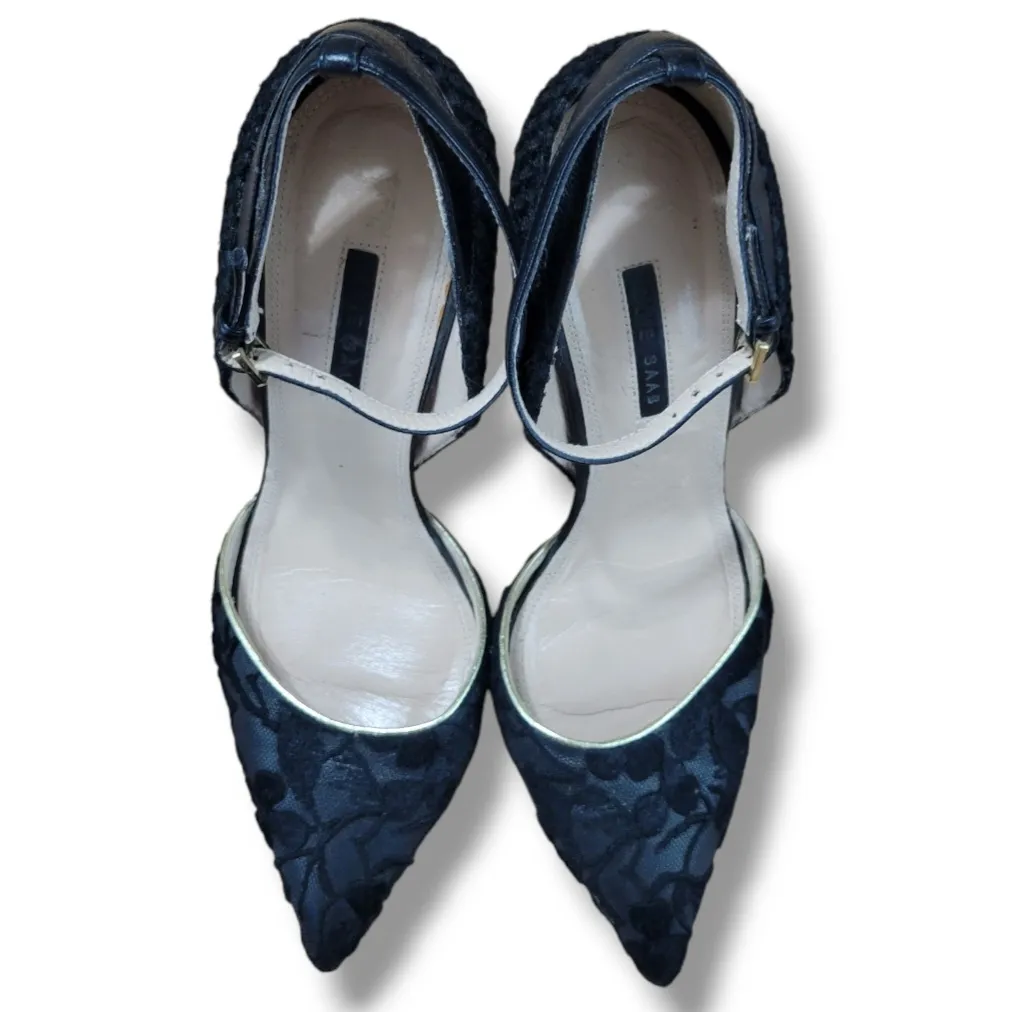 Elie Saab Shoes Size 7.5 Women's Elie Saab Heels Ankle Strap Floral Lace Pattern Women's Shoes - Image 4