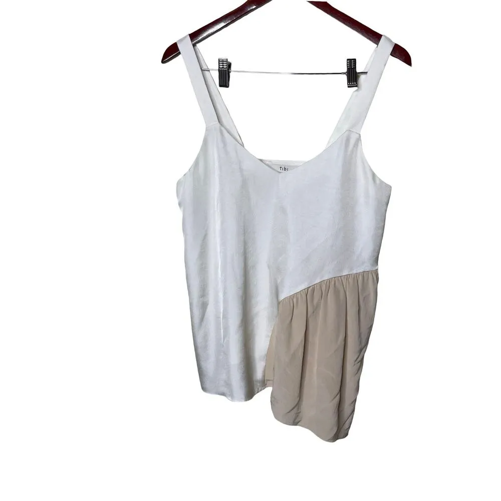 Tibi Silk Blend Two Tone Colorblock Tank Camisole White Womens 6 - Image 2