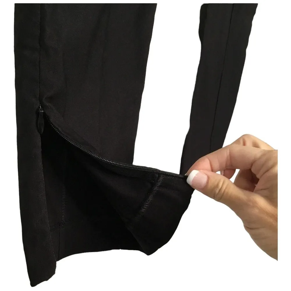 New T Tahari Pull On Pants Slacks Stretchy Ankle Invisible Zipper Black S - Image 7