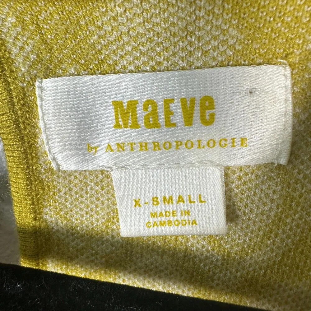 Maeve Anthropologie Harmon Jacquard Yellow Cream Sweater Short Sleeve Size XS - Image 5