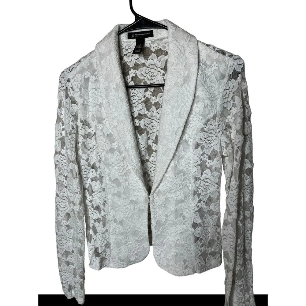 INC‎ International Concepts White Lace Blazer Jacket Size PS White - Image 2