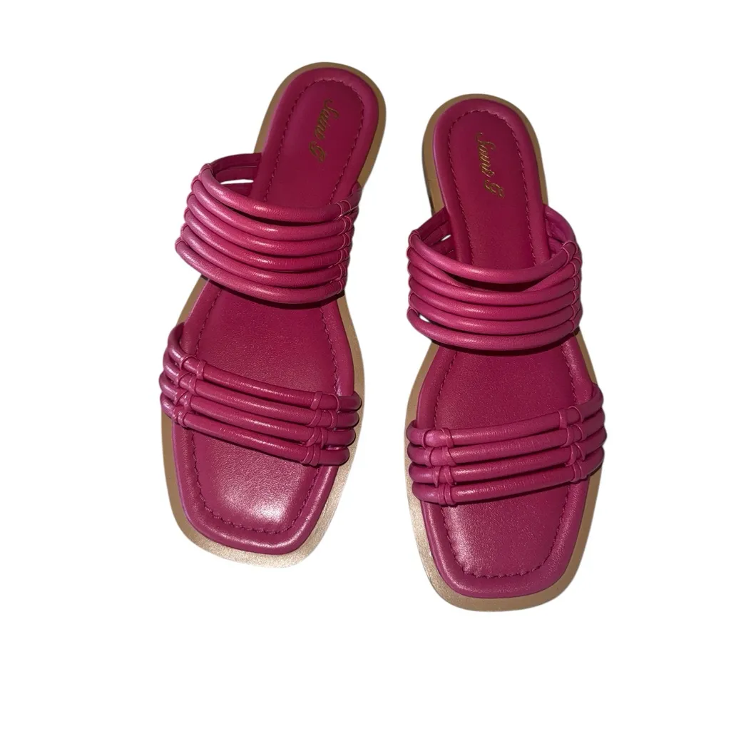 NEW Saint G Zoya Hot Pink Sandals Slip On Leather Size 11 - Image 2