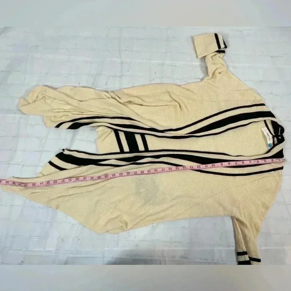 anthropologie SPARROW cream stretchy woven knit cardigan high low woman’s size S - Image 10