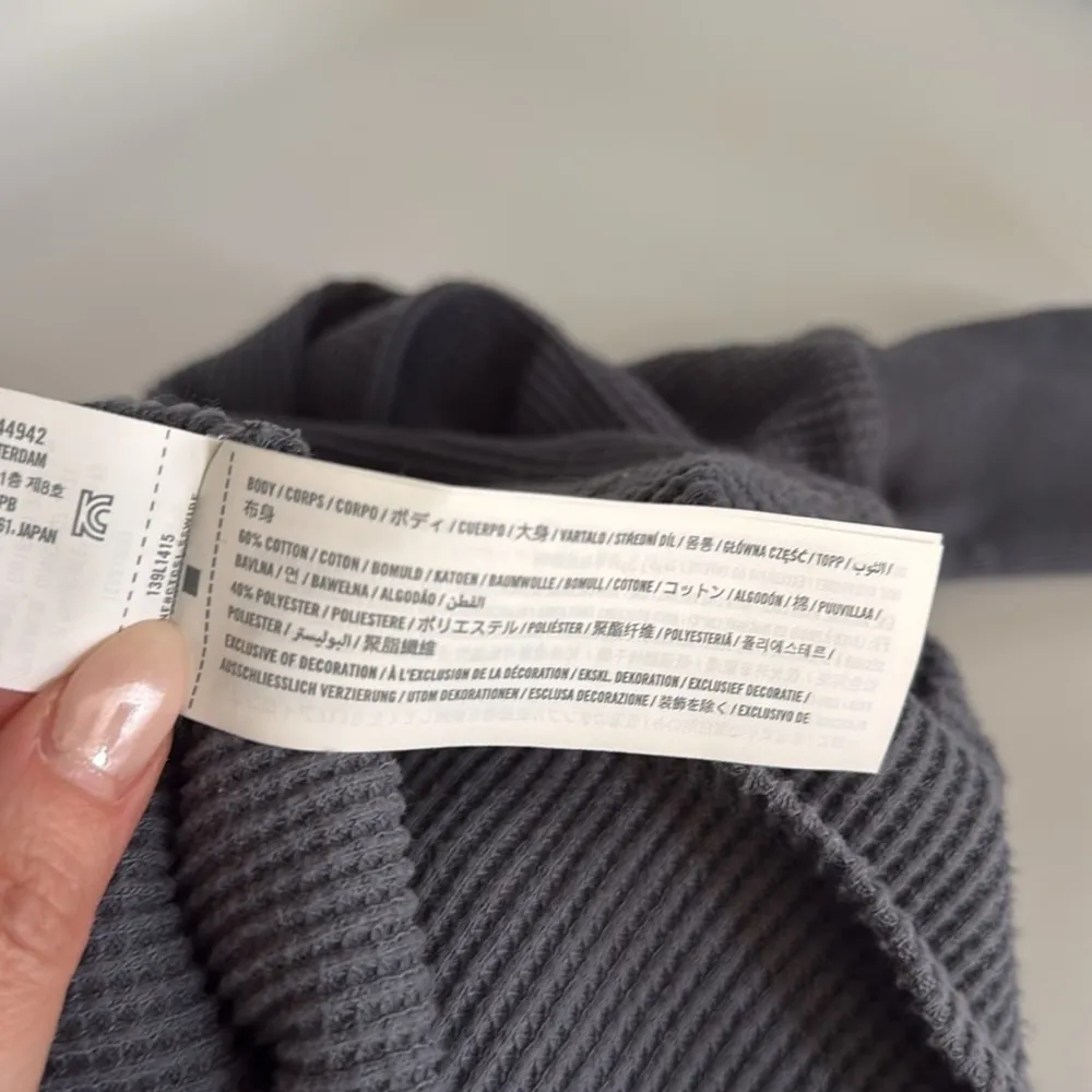 Abercrombie Waffle Crew Neck Long Sleeve Pullover Blue Gray Top - Image 7