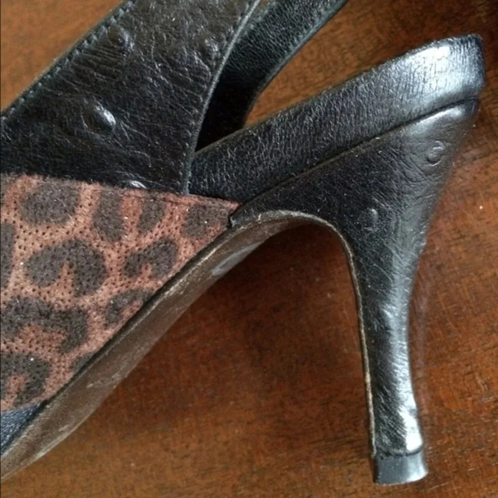 Donald Pliner  Ostrich/Leopard Sandals, Size 6M - Image 4