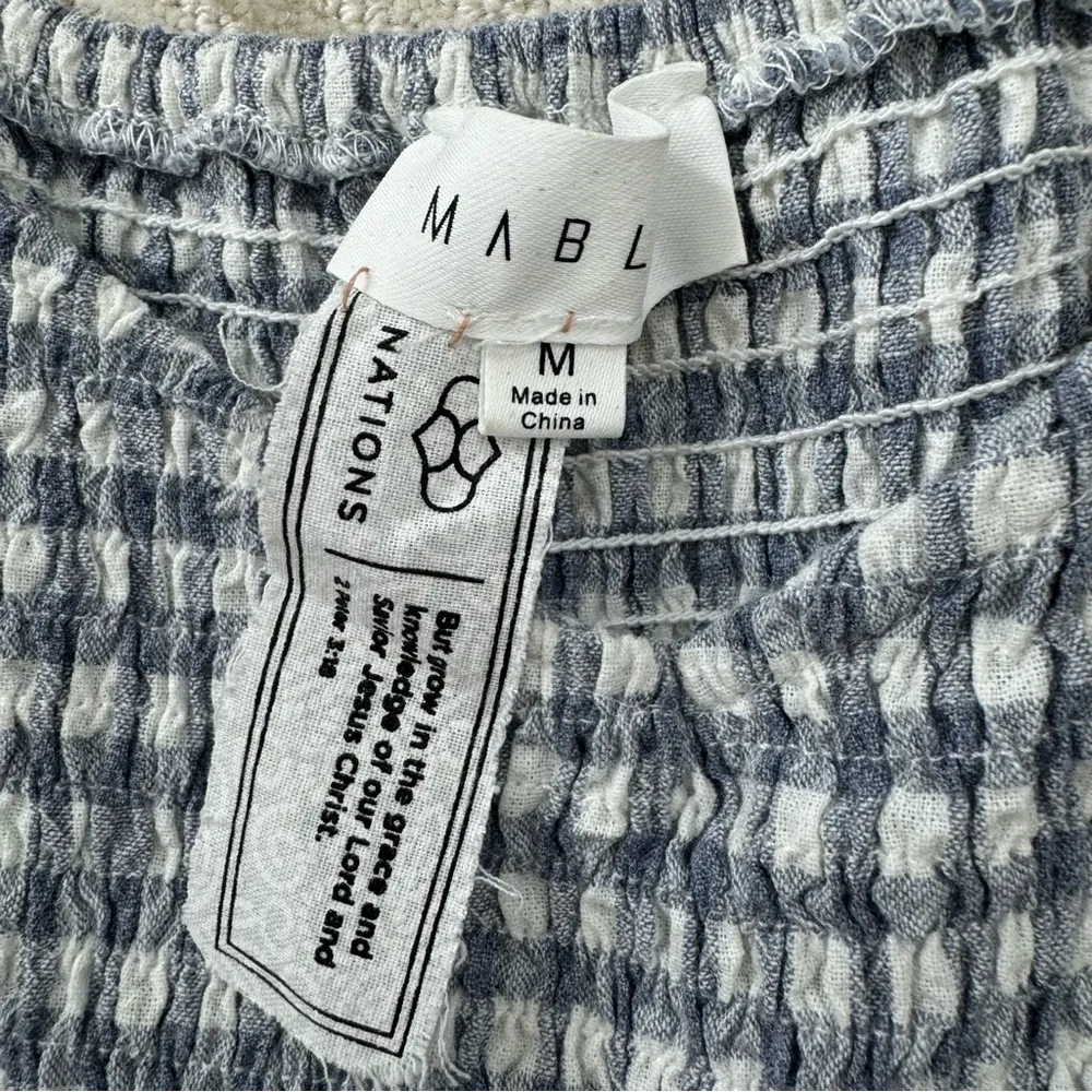 Mabl blue gingham smocked mini dress Size M - Image 7