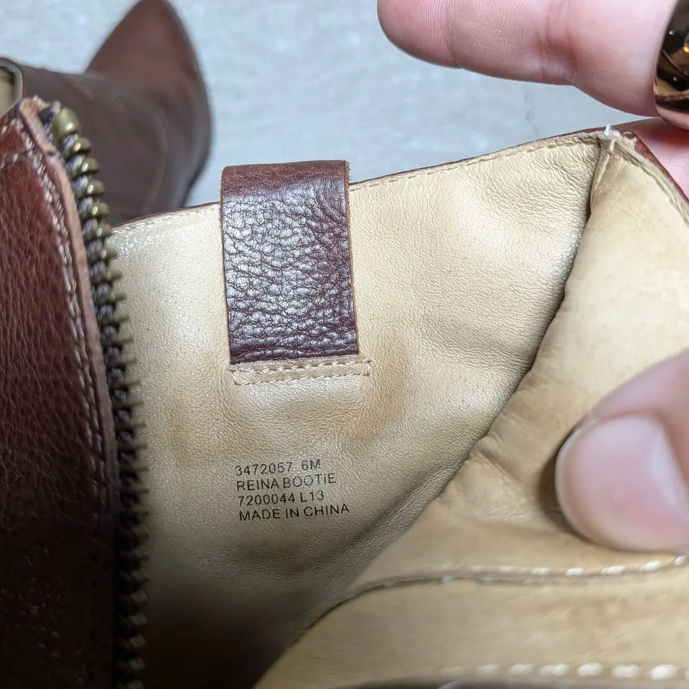 Frye Women's Brown Reina Leather Ankle Booties Size 6 - Image 6