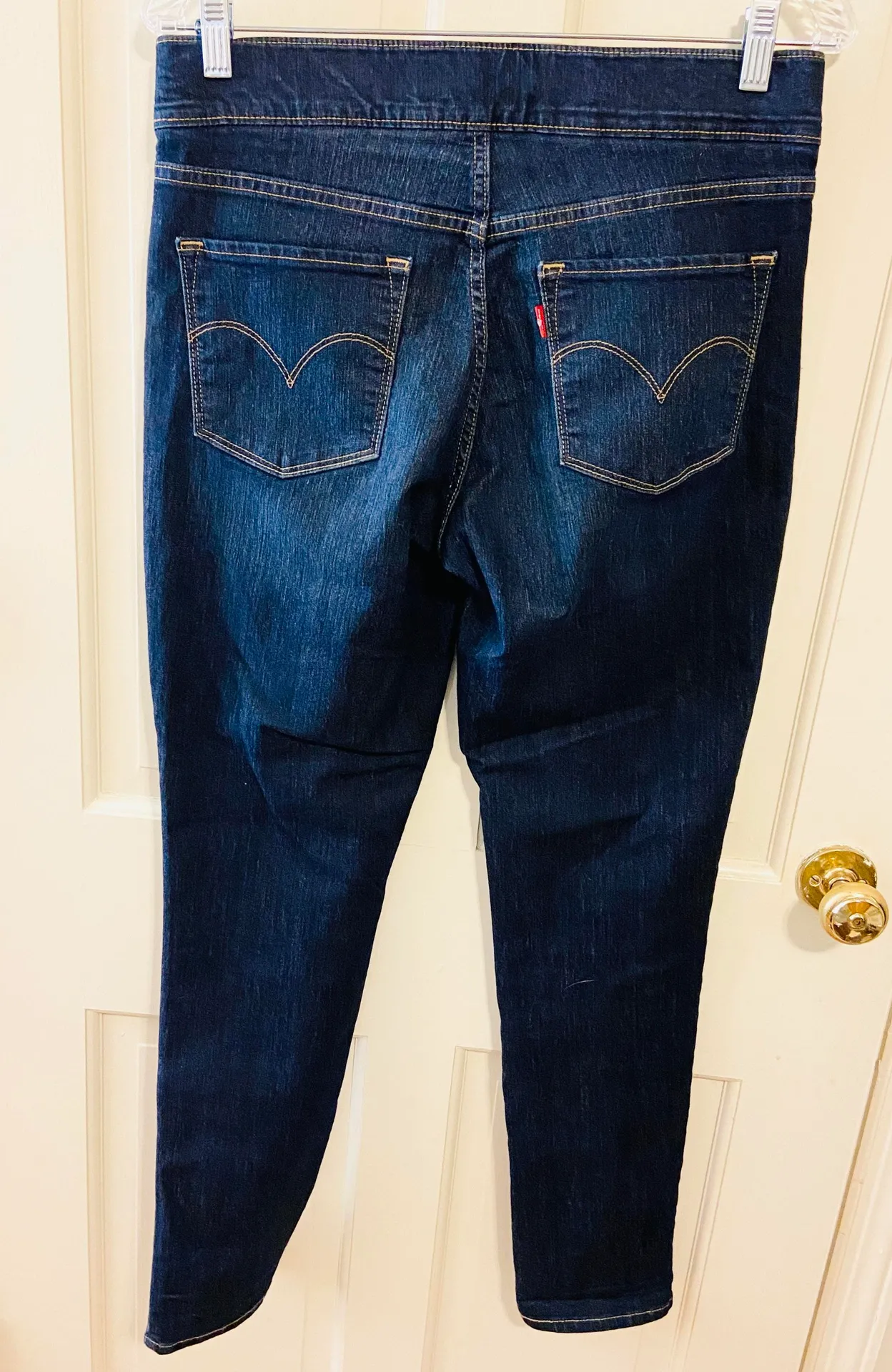 dark denim elastic waist skinny jegging - Image 2