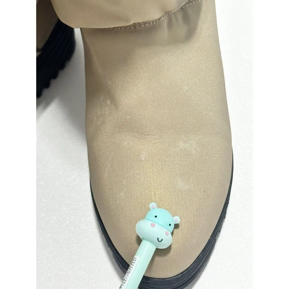 AJ Valenci Icicle Round Toe Mid Calf High Faux Fur Collar Zip Winter Boots Tan 7 - Image 9