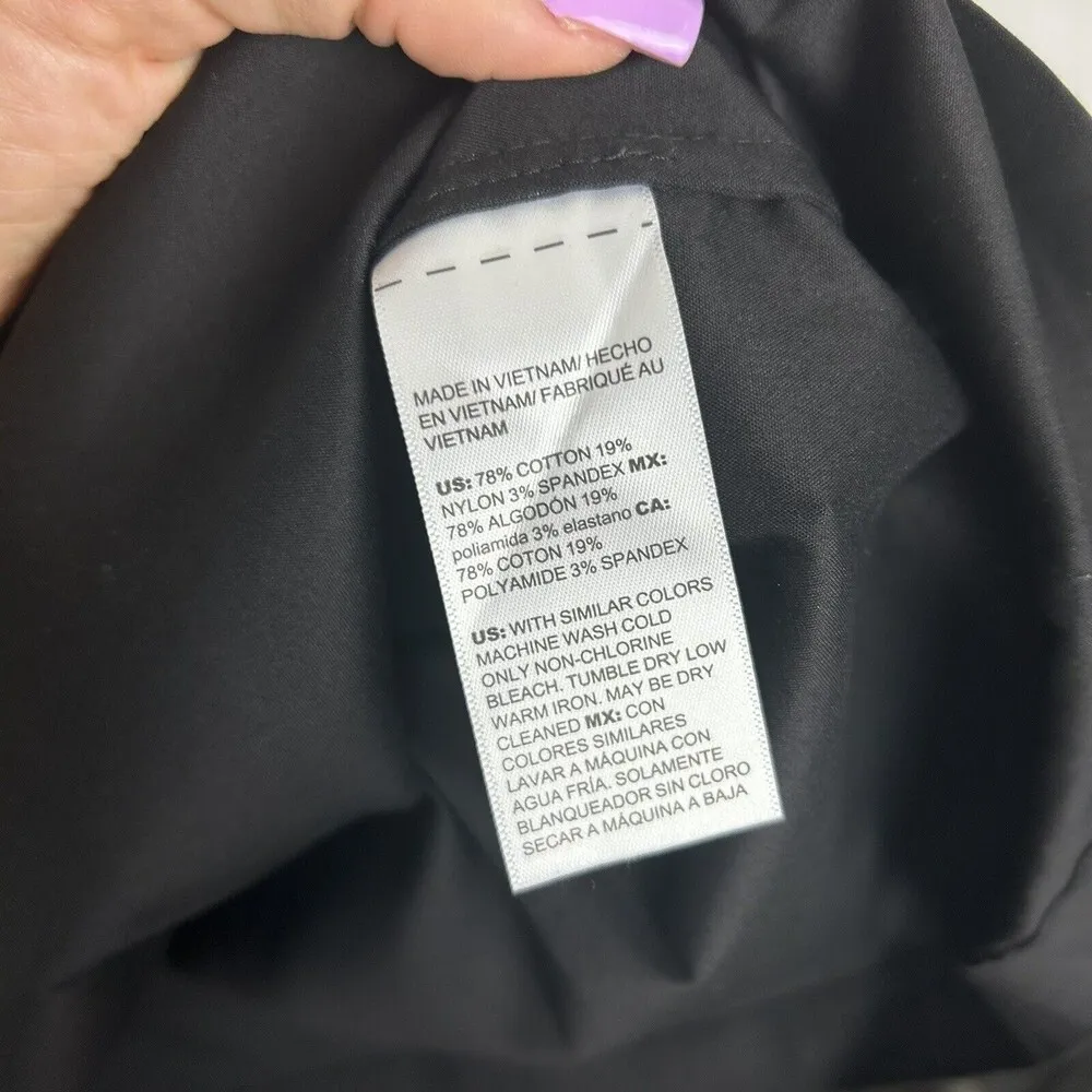 NEW CHICOS Size 1 US M 8/10 black Puff Sleeve Dress Casual Midi Length Shift - Image 7