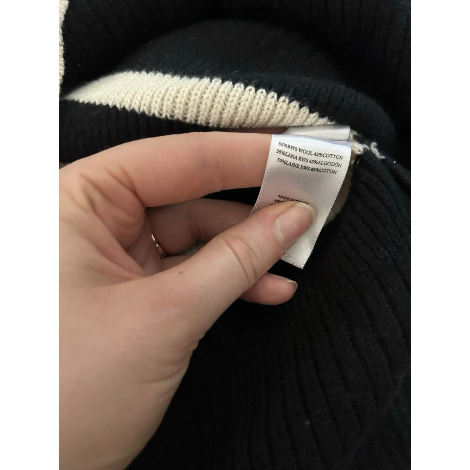 Rails Tessa Sweater Wool & Cotton Striped Onyx Ivory Stripe Preppy Size Small - Image 12