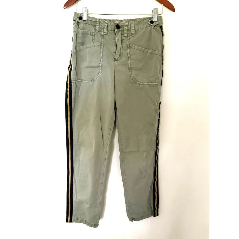 Zadig & Voltaire Pamela Side-Stripe Cotton Green Lightweight Trousers Sz 38 (M) - Image 2