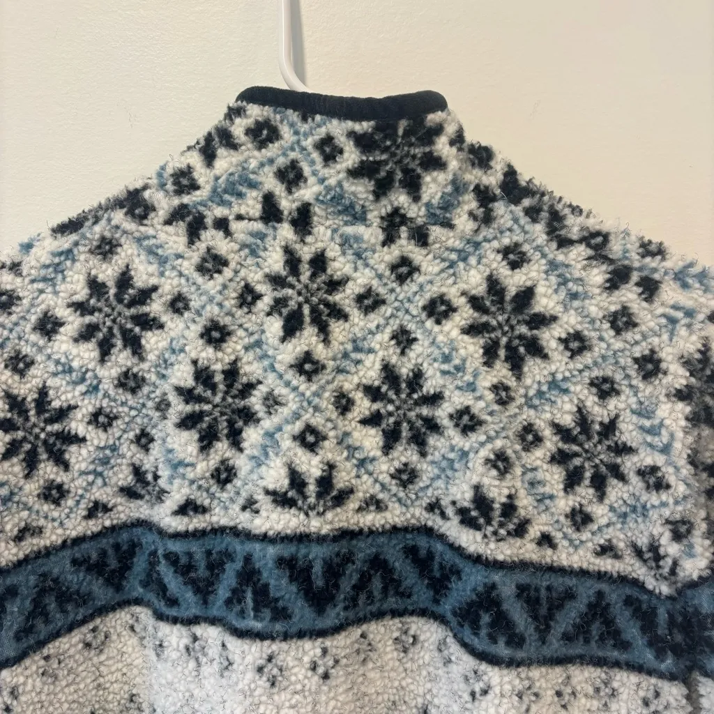 Marsh Landing Blue White 1/4 Zip Sherpa Fleece Sweatshirt Snowflake Fair Isle - Image 7