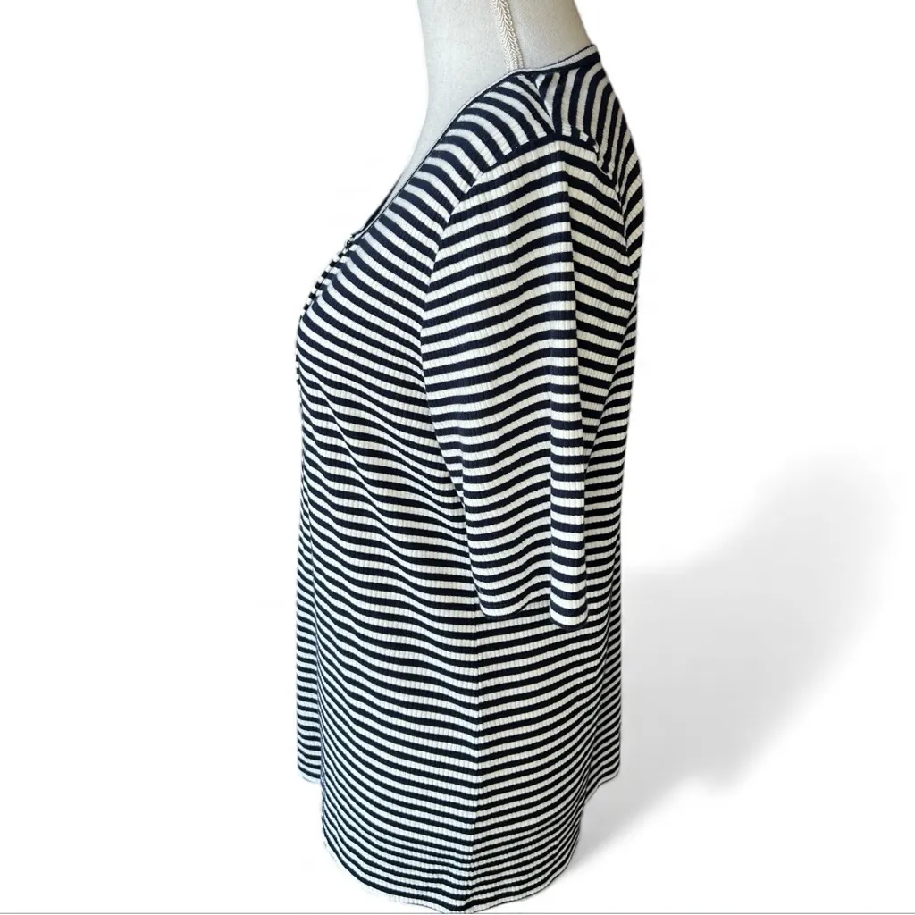 J. Crew Striped navy blue & white scoop neck shirt preppy nautical coastal - Image 3