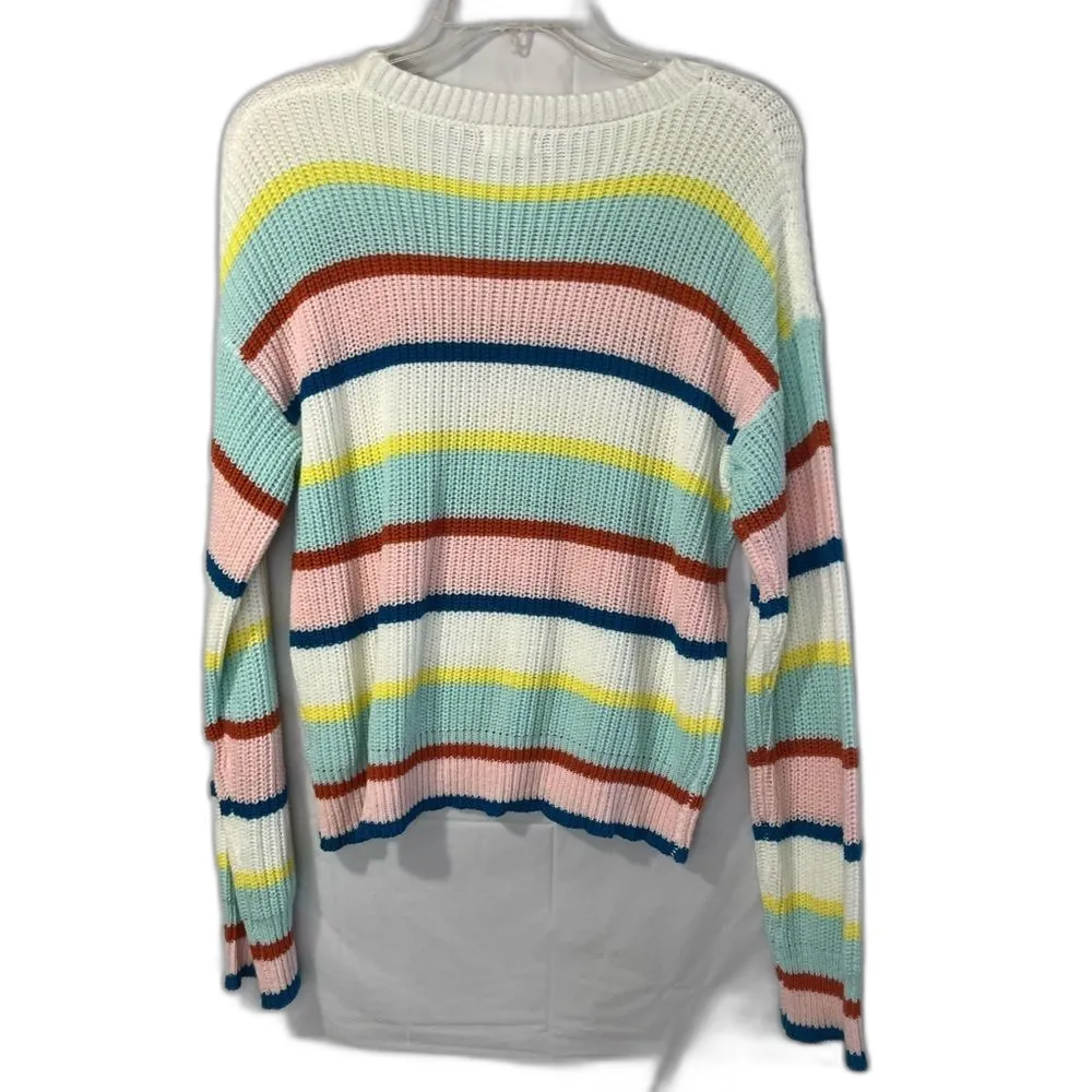 Le lis multi mint stripe sweater SIZE M CHUNKY COZY COLORFUL - Image 6