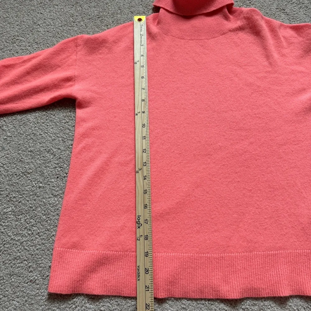 J. Crew Relaxed-fit 100% Cashmere Turtleneck Sweater Size XS Coral Bright Neon - Image 6