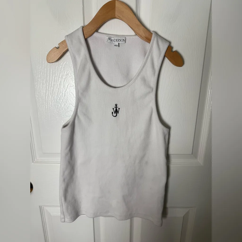 JW Anderson Anchor Logo Embroidered Tank Top M White Size M - Image 2