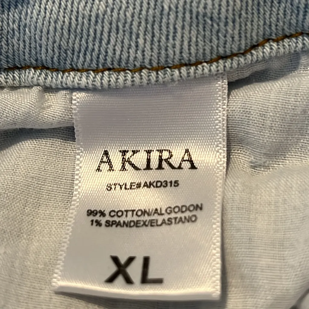 Akira Two Tone Cutoff High Waist Jean Shorts Size XL - Image 5