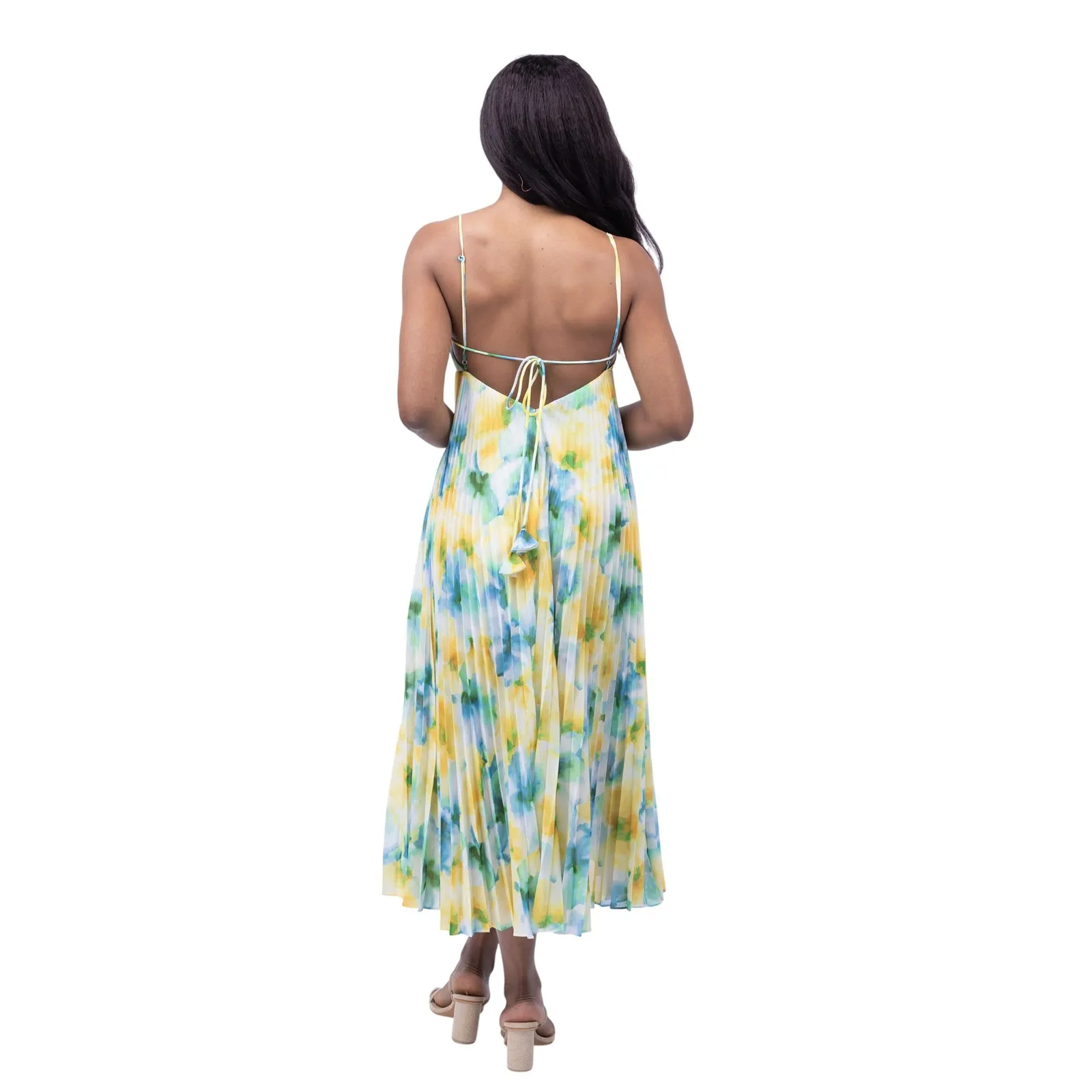 Misa Los Angeles Galeta Sleeveless Maxi Dress in Citron Water Color Size L NWT - Image 2