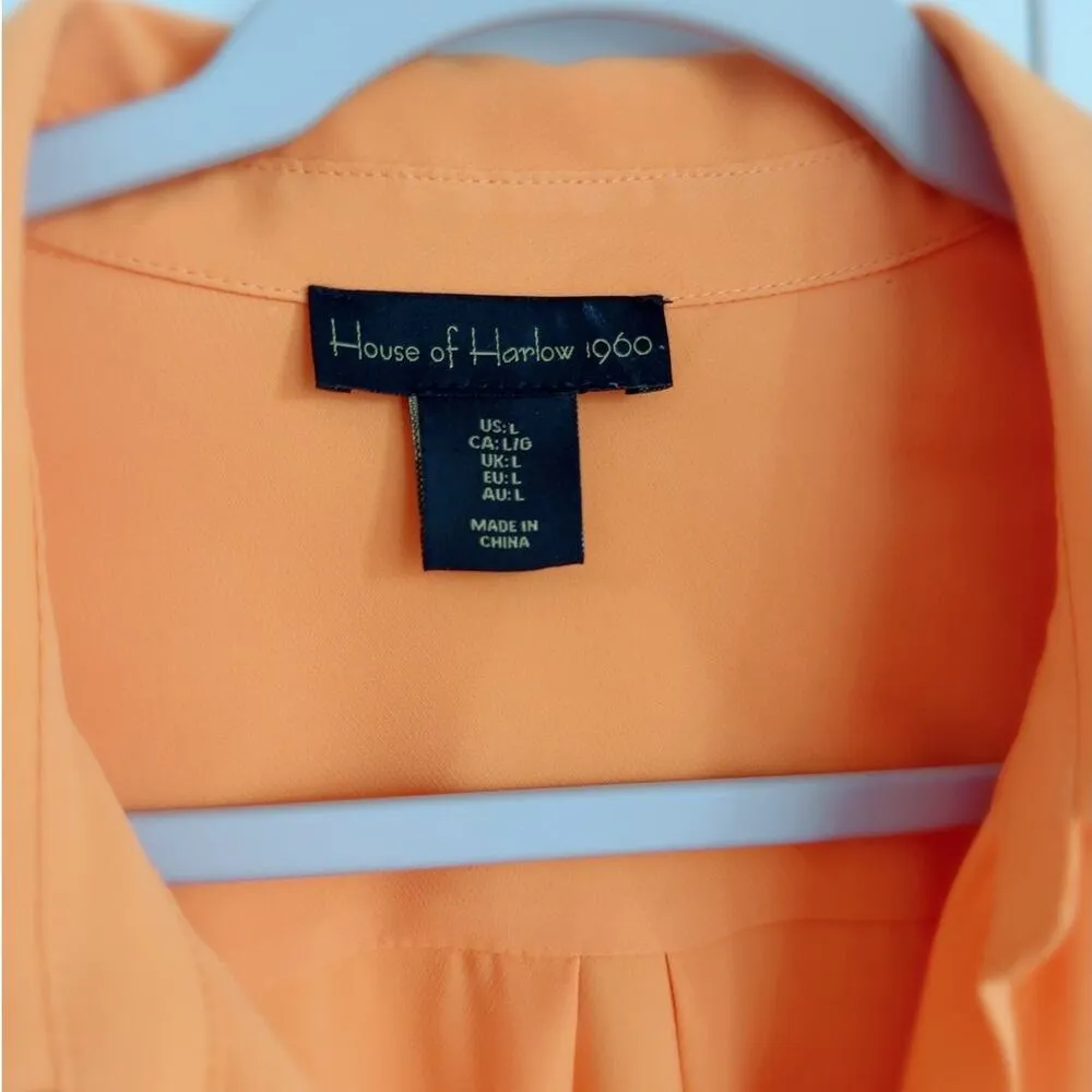 House of Harlow 1960 Orange Mini Wrap Dress Long Sleeve happy Fun Statement - Image 3