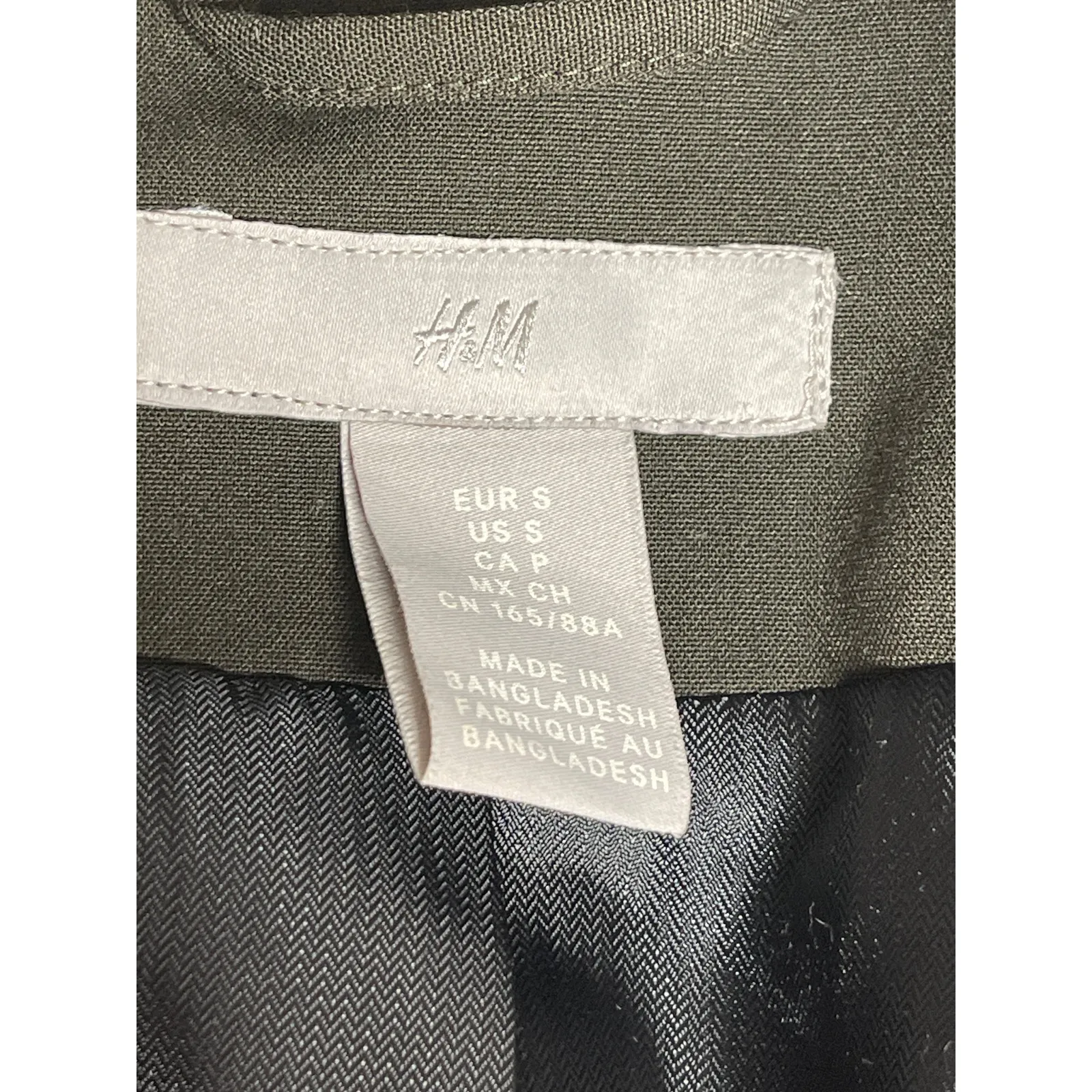 H&M Women's Brown Gray Long Sleeve One Button Collared Blazer Coat Jacket Size S - Image 3